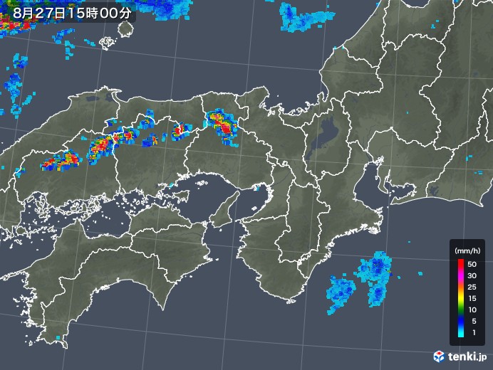 近畿地方の雨雲レーダー(2018年08月27日)