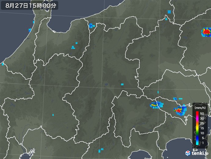 長野県の雨雲レーダー(2018年08月27日)