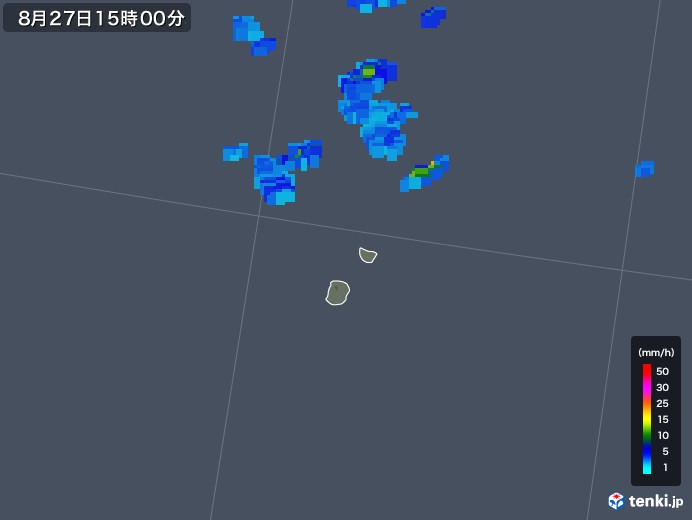 南大東島(沖縄県)の雨雲レーダー(2018年08月27日)