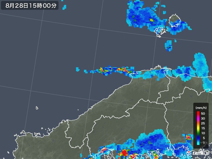島根県の雨雲レーダー(2018年08月28日)