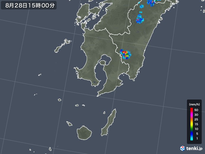 鹿児島県の雨雲レーダー(2018年08月28日)