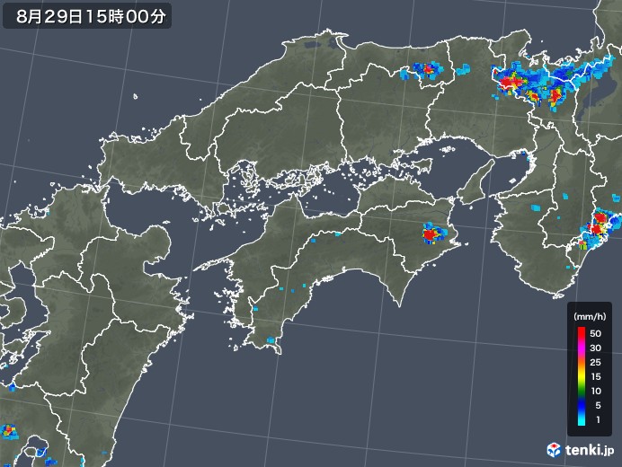 四国地方の雨雲レーダー(2018年08月29日)