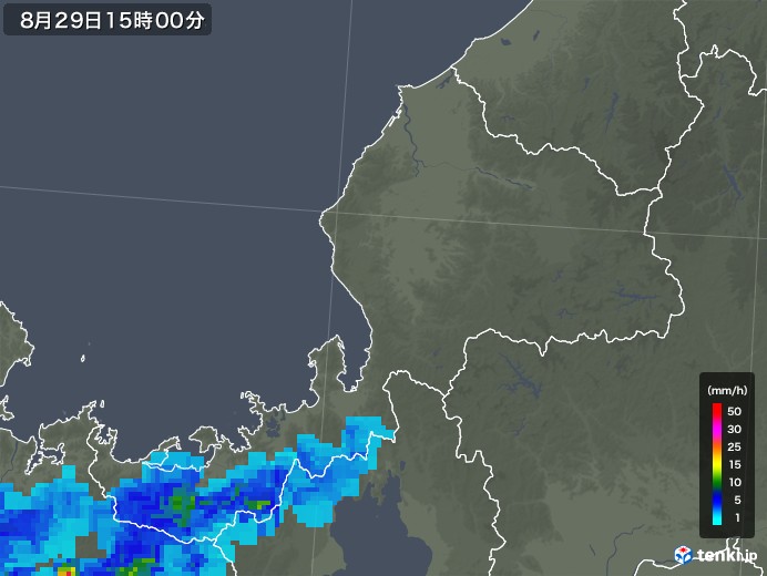 福井県の雨雲レーダー(2018年08月29日)