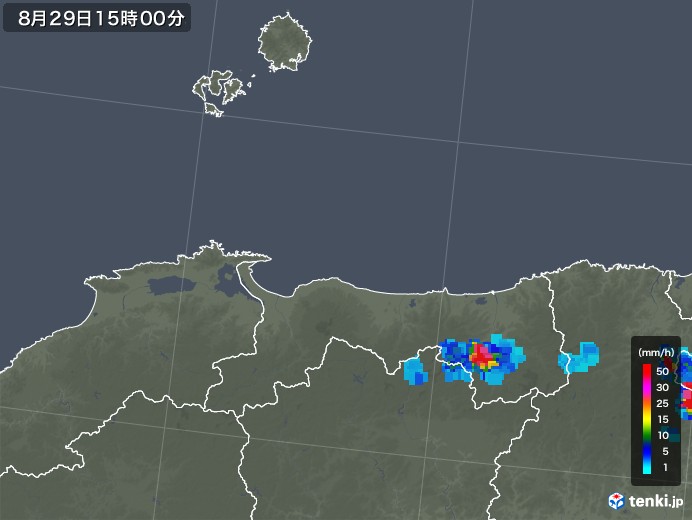 鳥取県の雨雲レーダー(2018年08月29日)