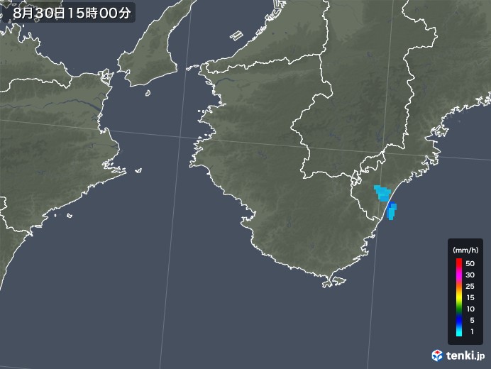 和歌山県の雨雲レーダー(2018年08月30日)
