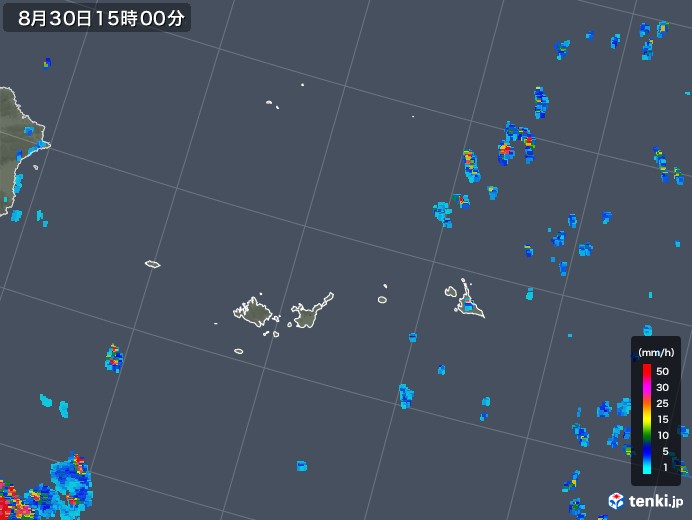 宮古・石垣・与那国(沖縄県)の雨雲レーダー(2018年08月30日)