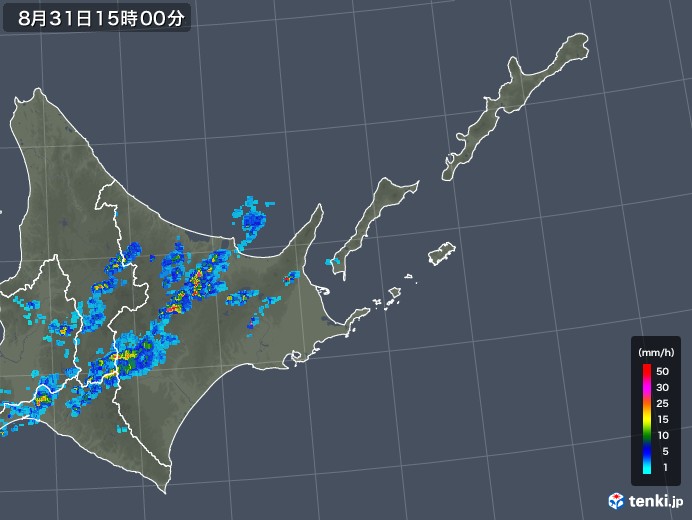 道東の雨雲レーダー(2018年08月31日)