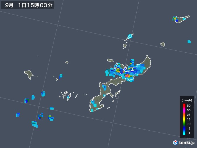 沖縄県の雨雲レーダー(2018年09月01日)