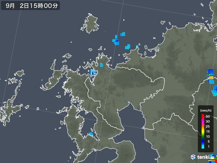佐賀県の雨雲レーダー(2018年09月02日)