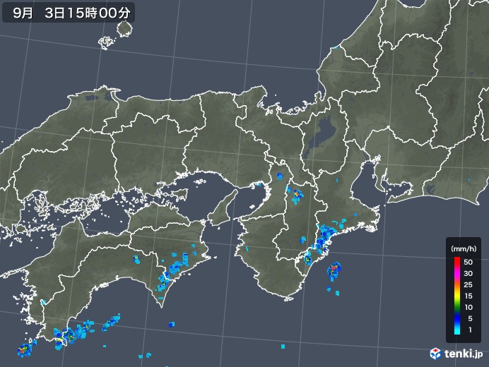 近畿地方の雨雲レーダー(2018年09月03日)
