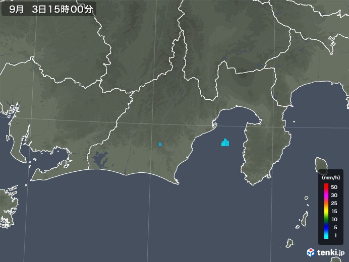 静岡県の雨雲レーダー(2018年09月03日)