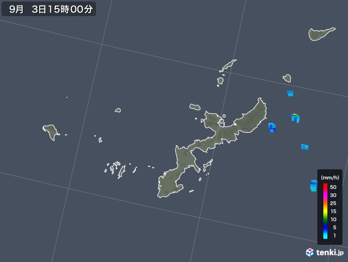 沖縄県の雨雲レーダー(2018年09月03日)