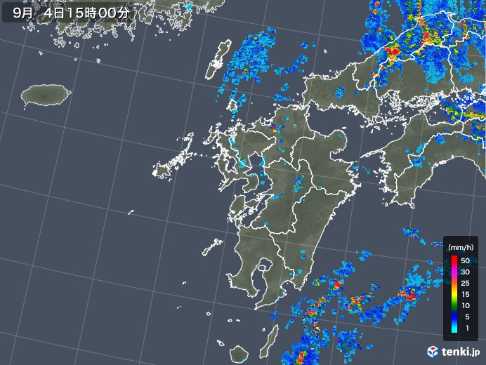 九州地方の雨雲レーダー(2018年09月04日)