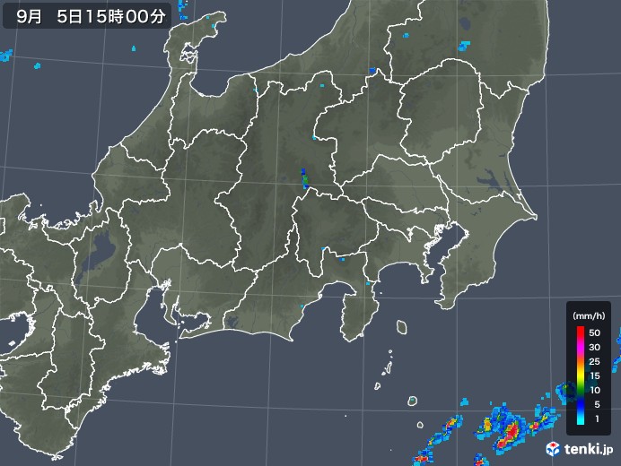 関東・甲信地方の雨雲レーダー(2018年09月05日)