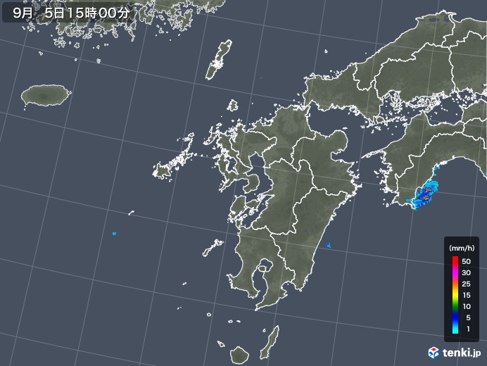 九州地方の雨雲レーダー(2018年09月05日)