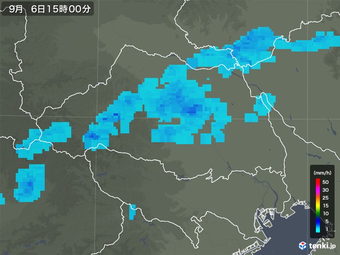 埼玉県の雨雲レーダー(2018年09月06日)