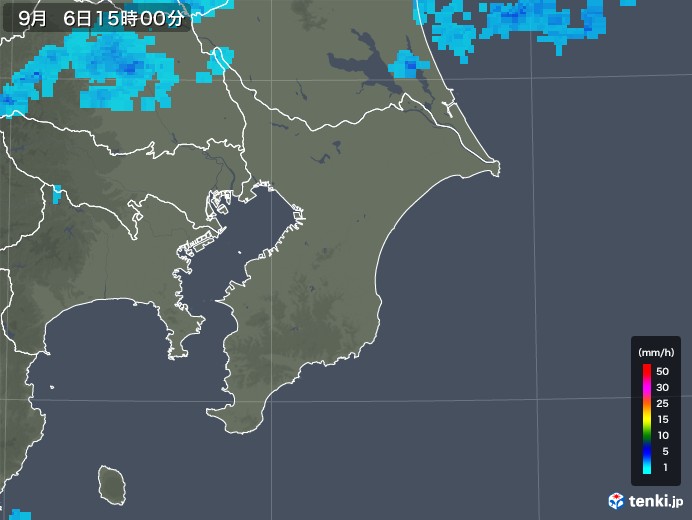 千葉県の雨雲レーダー(2018年09月06日)