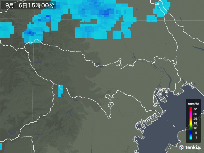 東京都の雨雲レーダー(2018年09月06日)