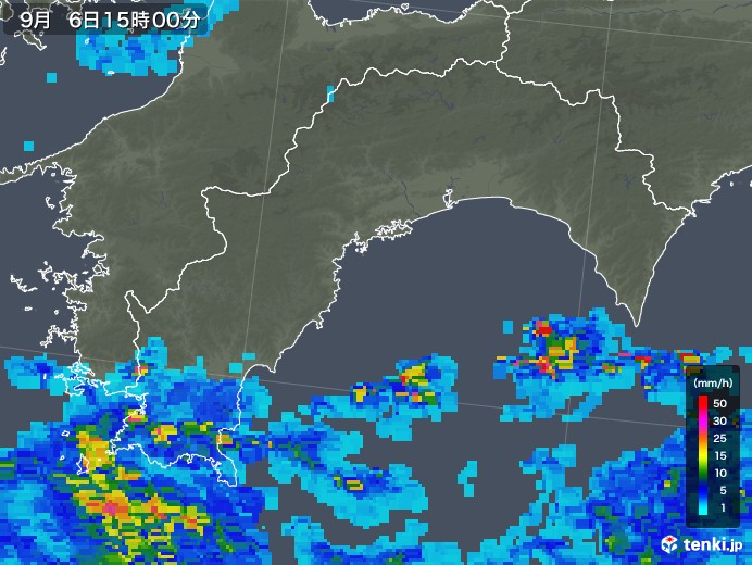 高知県の雨雲レーダー(2018年09月06日)
