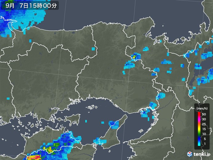 兵庫県の雨雲レーダー(2018年09月07日)