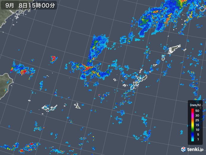 沖縄地方の雨雲レーダー(2018年09月08日)