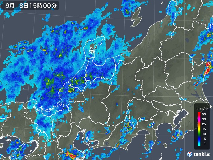 北陸地方の雨雲レーダー(2018年09月08日)