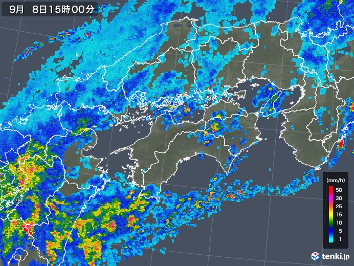 四国地方の雨雲レーダー(2018年09月08日)