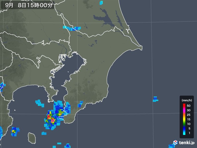 千葉県の雨雲レーダー(2018年09月08日)