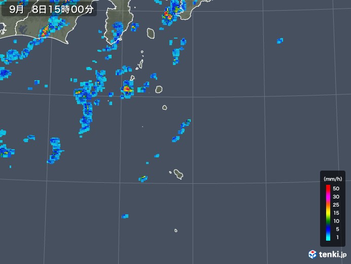 伊豆諸島(東京都)の雨雲レーダー(2018年09月08日)