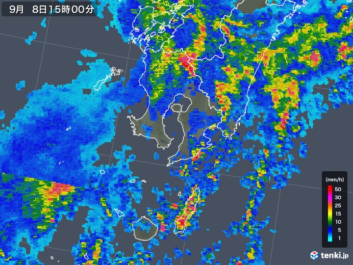 鹿児島県の雨雲レーダー(2018年09月08日)