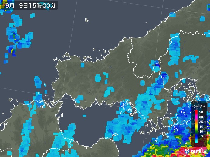 山口県の雨雲レーダー(2018年09月09日)