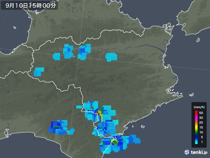 徳島県の雨雲レーダー(2018年09月10日)