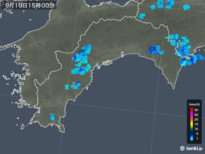 高知県の雨雲レーダー(2018年09月10日)