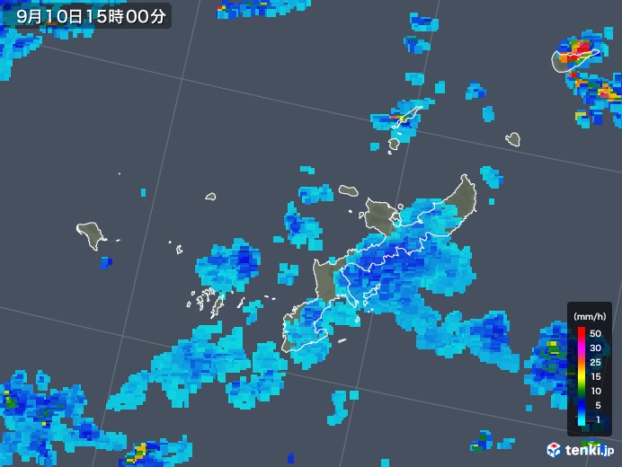沖縄県の雨雲レーダー(2018年09月10日)