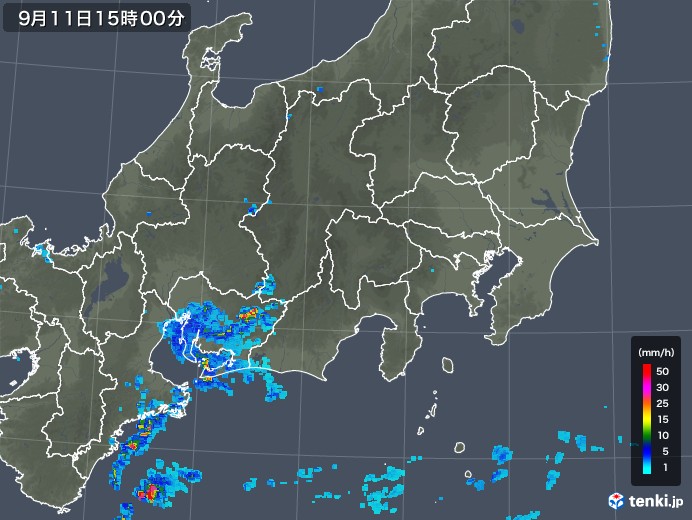 関東・甲信地方の雨雲レーダー(2018年09月11日)
