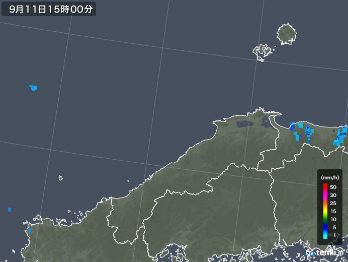 島根県の雨雲レーダー(2018年09月11日)