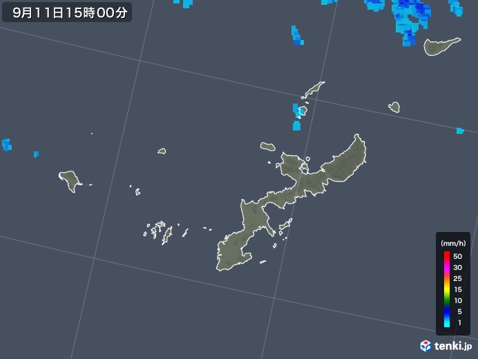 沖縄県の雨雲レーダー(2018年09月11日)