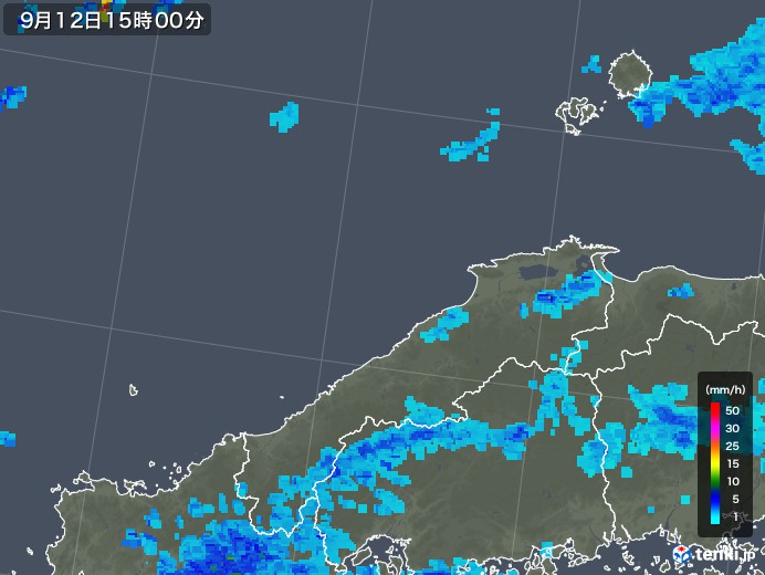 島根県の雨雲レーダー(2018年09月12日)