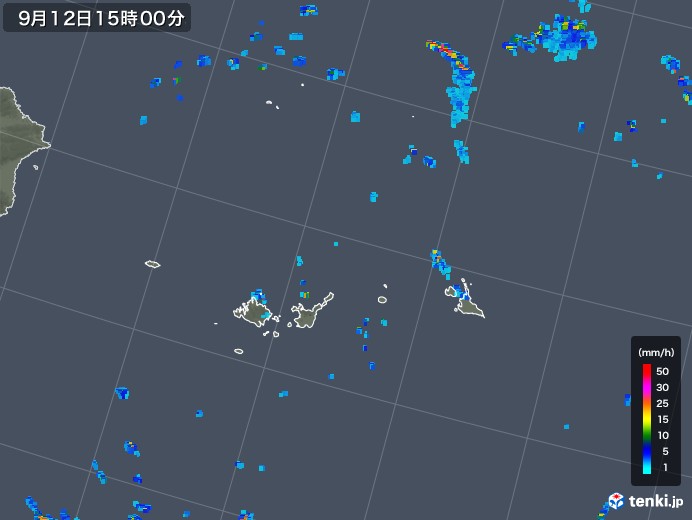 宮古・石垣・与那国(沖縄県)の雨雲レーダー(2018年09月12日)