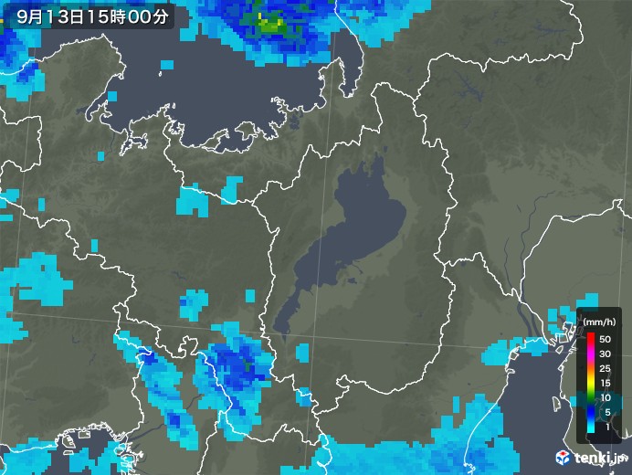 滋賀県の雨雲レーダー(2018年09月13日)
