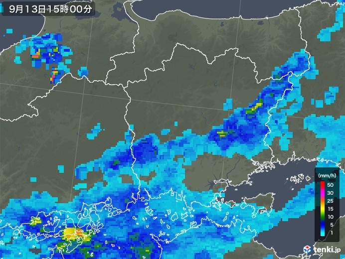 岡山県の雨雲レーダー(2018年09月13日)