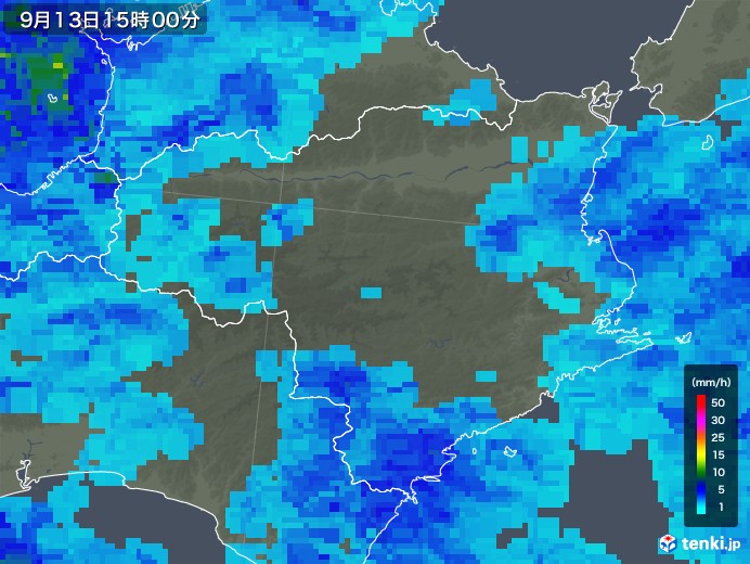 徳島県の雨雲レーダー(2018年09月13日)