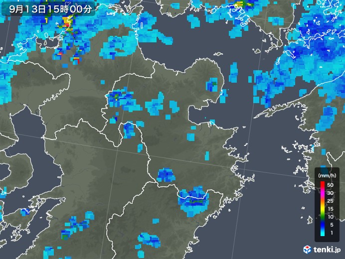大分県の雨雲レーダー(2018年09月13日)