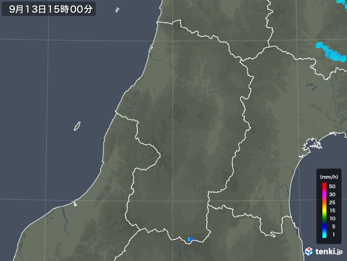 山形県の雨雲レーダー(2018年09月13日)