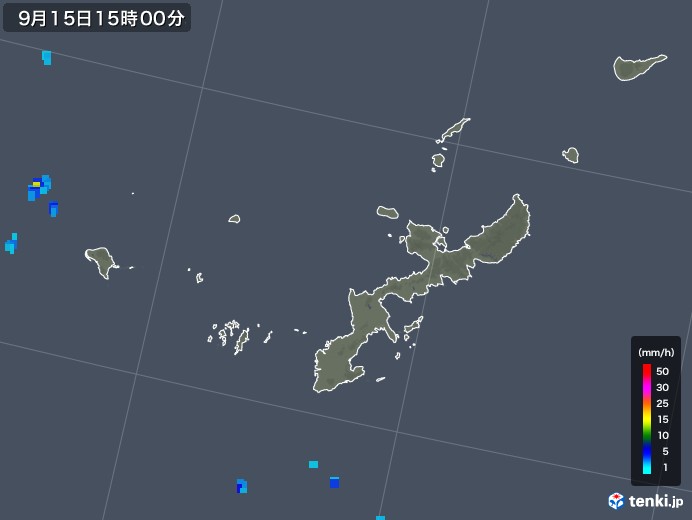沖縄県の雨雲レーダー(2018年09月15日)