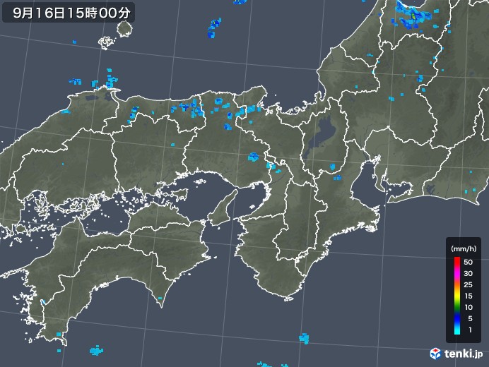 近畿地方の雨雲レーダー(2018年09月16日)