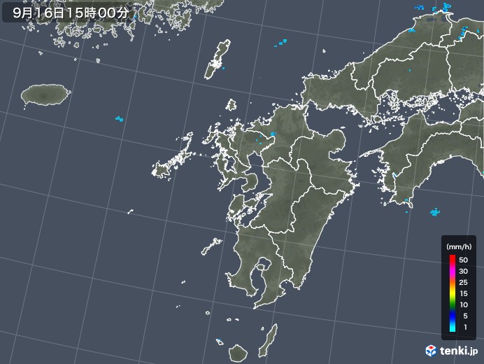 九州地方の雨雲レーダー(2018年09月16日)
