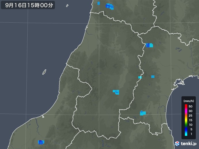 山形県の雨雲レーダー(2018年09月16日)