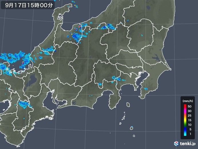 関東・甲信地方の雨雲レーダー(2018年09月17日)