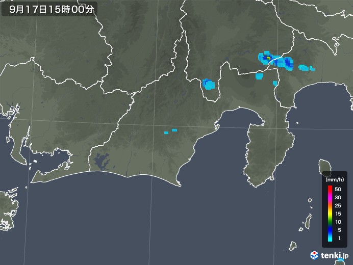 静岡県の雨雲レーダー(2018年09月17日)